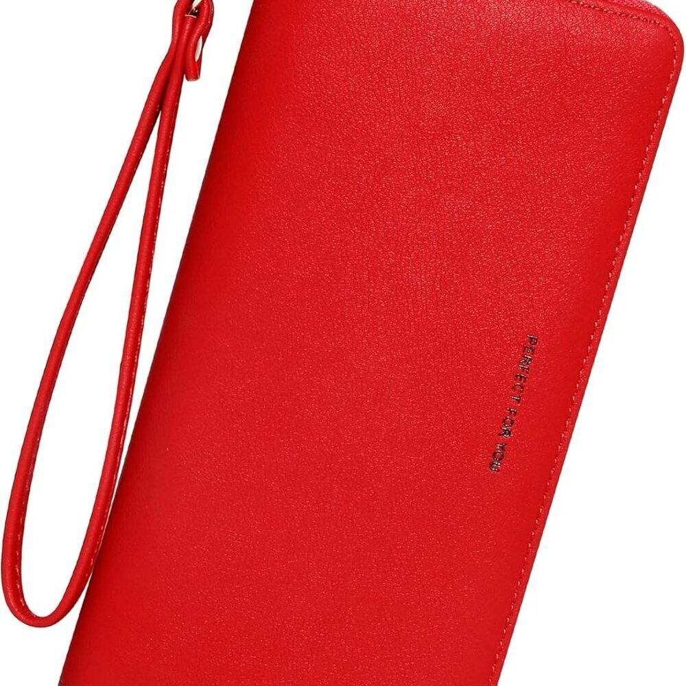 Women’s PU Leather RFID Blocking Wristlet Wallet Large Capacity